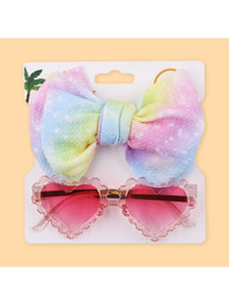 Polka Tots - Polka Dots Gradient Print Bow Headband & Sunglass Set Of 2- Multicolor (2-4 Years)