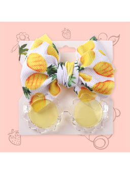 Polka Tots - Pineapple Print Bow Headband & Sunglass Set Of 2 - Yellow (2-4 Years)