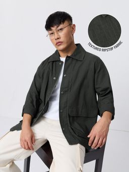 The Souled Store - Utility Shacket: Stone Grey Men Shacket
