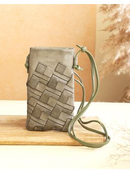 Fabindia - Leather Woven Mobile Sling Bag