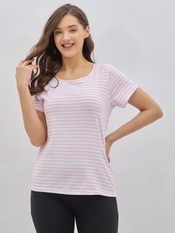 Clovia - Pink Cotton Printed Sleep Tee