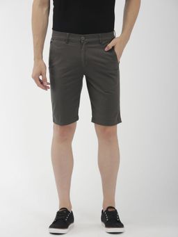 The Indian Garage Co - Men Grey Slim Fit Solid Mid-Rise Shorts