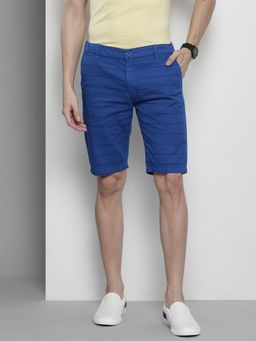 The Indian Garage Co - Men Blue Slim Fit Striped Mid-Rise Shorts
