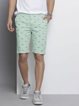 The Indian Garage Co - Men Green Slim Fit Printed Mid-Rise Shorts
