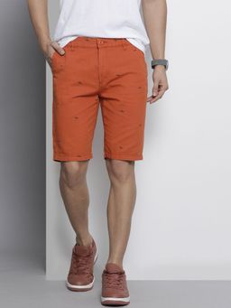 The Indian Garage Co - Men Rust Slim Fit Printed Mid-Rise Shorts