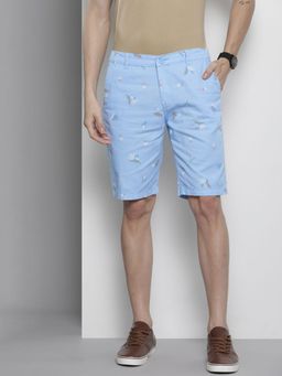The Indian Garage Co - Men Blue Slim Fit Printed Mid-Rise Shorts