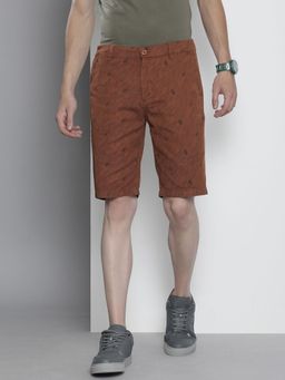The Indian Garage Co - Men Brown Slim Fit Printed Mid-Rise Shorts