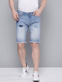 The Indian Garage Co - Men Blue Slim Fit Solid Mid-Rise Shorts