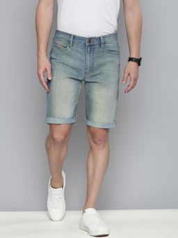 The Indian Garage Co - Men Blue Slim Fit Solid Mid-Rise Shorts