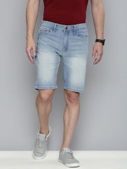 The Indian Garage Co - Men Blue Slim Fit Solid Mid-Rise Shorts