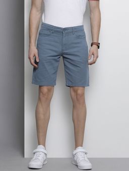 The Indian Garage Co - Men Blue Slim Fit Solid Mid-Rise Shorts