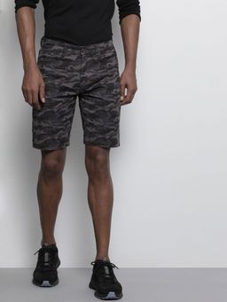 The Indian Garage Co - Men Grey Slim Fit Camouflage Mid-Rise Shorts