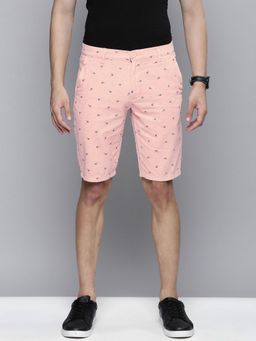 The Indian Garage Co - Men Pink Slim Fit Printed Mid-Rise Shorts