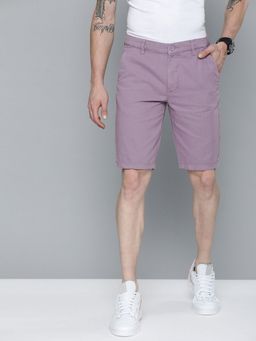 The Indian Garage Co - Men Purple Slim Fit Solid Mid-Rise Shorts