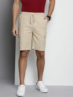 The Indian Garage Co - Men Beige Slim Fit Solid Mid-Rise Shorts