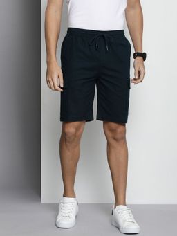 The Indian Garage Co - Men Navy Blue Slim Fit Solid Mid-Rise Shorts