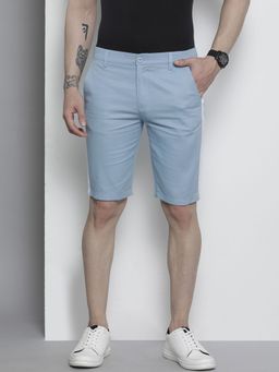 The Indian Garage Co - Men Blue Slim Fit Solid Mid-Rise Shorts