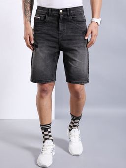 The Indian Garage Co - Men Black Regular Fit Solid Mid-Rise Shorts