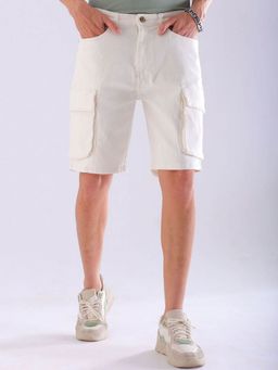 The Indian Garage Co - Men Off White Regular Fit Solid Mid-Rise Shorts