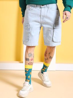 The Indian Garage Co - Men Blue Regular Fit Solid Mid-Rise Shorts