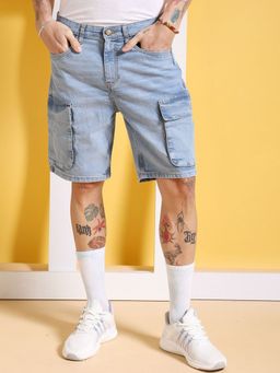 The Indian Garage Co - Men Blue Regular Fit Solid Mid-Rise Shorts