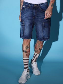 The Indian Garage Co - Men Blue Regular Fit Solid Mid-Rise Shorts
