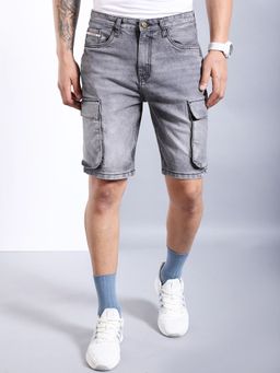 The Indian Garage Co - Men Grey Regular Fit Solid Mid-Rise Shorts