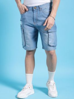 The Indian Garage Co - Men Blue Regular Fit Solid Mid-Rise Shorts