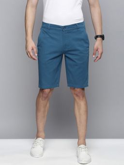 The Indian Garage Co - Men Teal Slim Fit Solid Mid-Rise Shorts