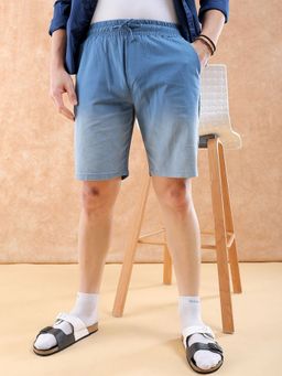 The Indian Garage Co - Men Navy Blue Regular Fit Ombre Mid-Rise Shorts