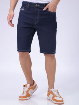 The Indian Garage Co - Men Blue Slim Fit Solid Mid-Rise Shorts