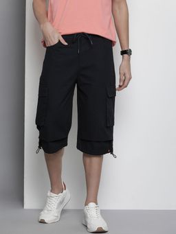 The Indian Garage Co - Men Navy Blue Relaxed Fit Solid Mid-Rise Shorts