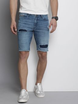 The Indian Garage Co - Men Blue Slim Fit Solid Mid-Rise Shorts