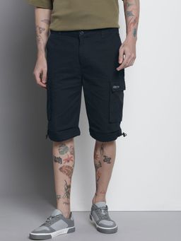 The Indian Garage Co - Men Navy Blue Relaxed Fit Solid Mid-Rise Shorts