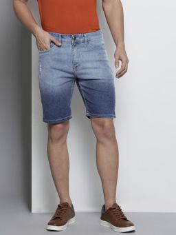The Indian Garage Co - Men Blue Slim Fit Solid Mid-Rise Shorts