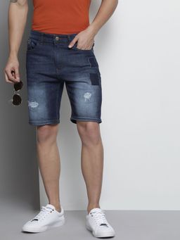 The Indian Garage Co - Men Blue Slim Fit Solid Mid-Rise Shorts
