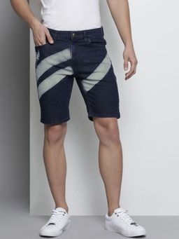 The Indian Garage Co - Men Blue Slim Fit Paint Splash Mid-Rise Shorts