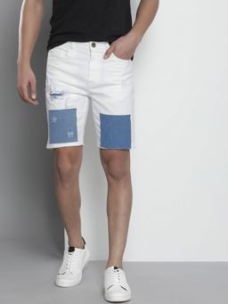 The Indian Garage Co - Men White Slim Fit Solid Mid-Rise Shorts