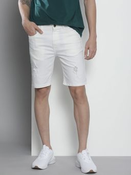 The Indian Garage Co - Men White Slim Fit Placement Print Mid-Rise Shorts