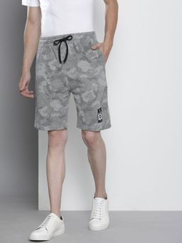 The Indian Garage Co - Men Grey Regular Fit Camo Printed Mid-Rise Shorts