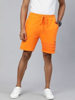 The Indian Garage Co - Men Orange Slim Fit Solid Mid-Rise Shorts
