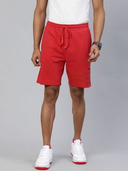 The Indian Garage Co - Men Red Slim Fit Solid Mid-Rise Shorts