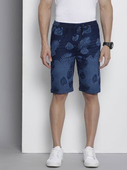 The Indian Garage Co - Men Blue Regular Fit Printed Mid-Rise Shorts