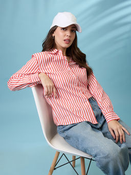 Globus - Women Red Poplin Stripes Shirt