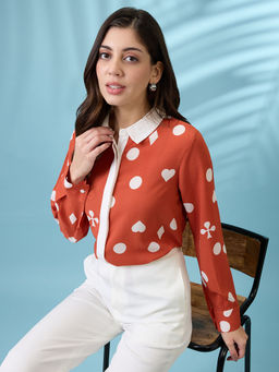Globus - Women Rust Polyester Printed Shirt