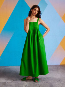 dash and dot - Green Poplin Maxi Dress