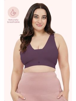 Zelena - Cotton Maternity Nursing Bra Wirefree Full Coverage Feeding Bra Purple