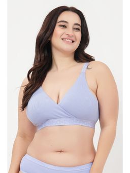 Zelena - 24/7 Maternity and Nursing Sleep Bra Cotton Ribbed Wirefree Bra Blue