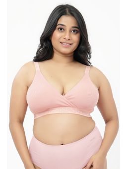Zelena - 24/7 Maternity and Nursing Sleep Bra Cotton Ribbed Wirefree Bra Rose Gold