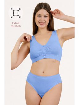 Zelena - Ruched Maternity and Nursing Bra Modal Front-Open Feeding Bra Cornflower